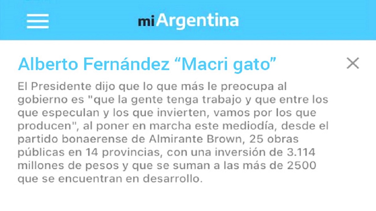 Usaron la app Mi Argentina para hacer política